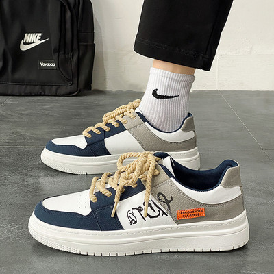 Új modell férfi bőr tornacipő lapos talppal