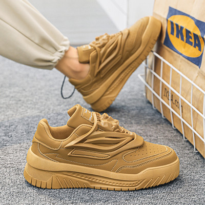 Δερμάτινα ανδρικά sneakers με ψηλή σόλα 6 cm και κορδόνια