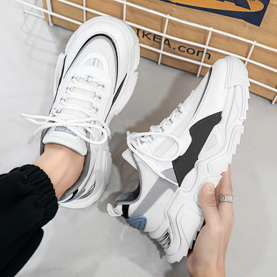 Férfi öko bőr tornacipő fűzővel és felirattal - durva talp