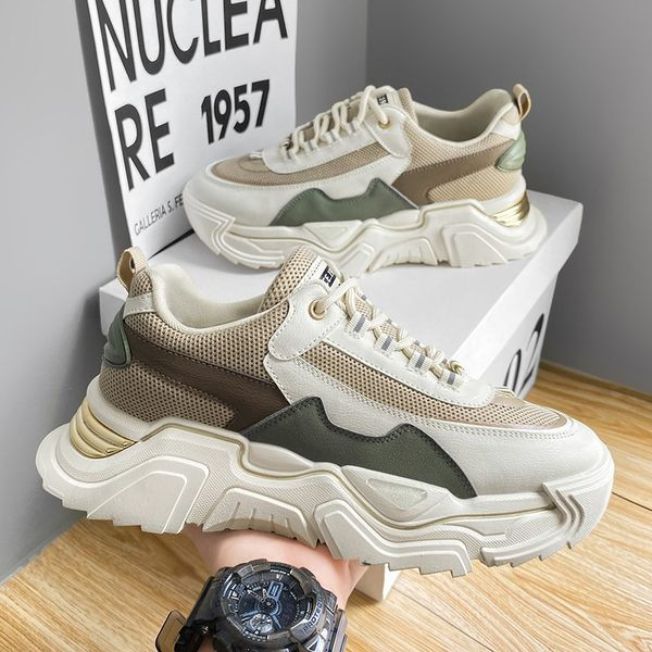 Férfi öko bőr tornacipő fűzővel és felirattal - durva talp