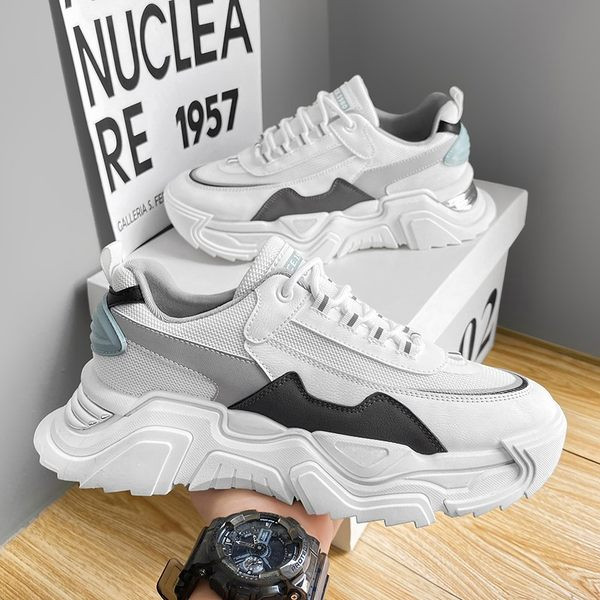 Férfi öko bőr tornacipő fűzővel és felirattal - durva talp