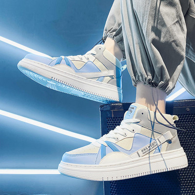 Ανδρικά sneakers ψηλά από οικολογικό δέρμα με κορδόνια και επιγραφή δύο μοντέλα