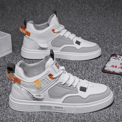 Ανδρικά sneakers ψηλά από οικολογικό δέρμα με κορδόνια και επιγραφή δύο μοντέλα