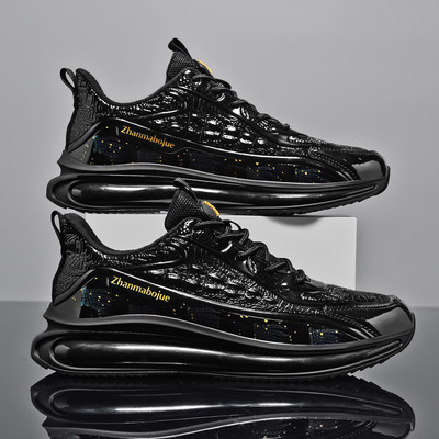 Αθλητικά ανδρικά sneakers με κορδόνια - μαύρο χρώμα