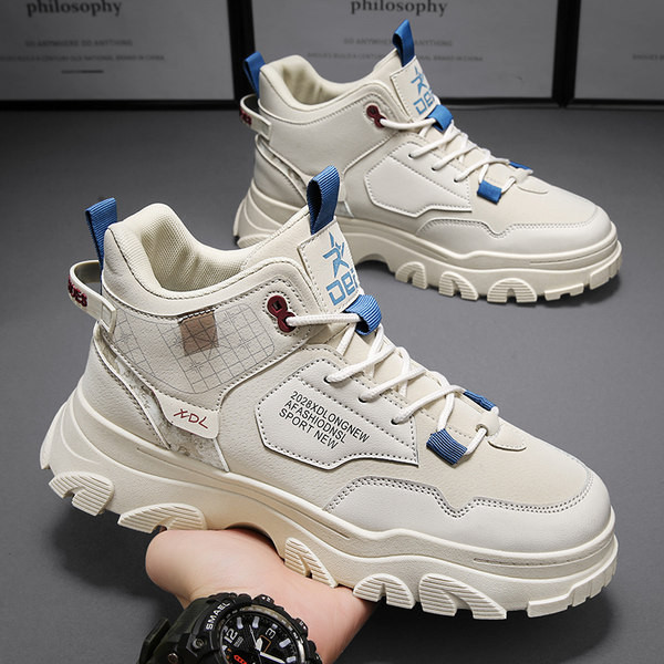 Ανδρικά sneakers ψηλά από οικολογικό δέρμα με τραχιά σόλα