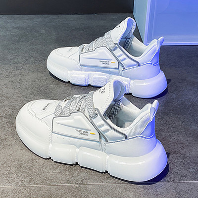 Ανδρικά sneakers αθλητικού μοντέλου από οικολογικό δέρμα με ψηλή σόλα