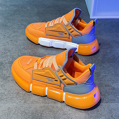 Ανδρικά sneakers αθλητικού μοντέλου από οικολογικό δέρμα με ψηλή σόλα