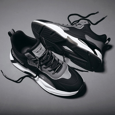 Ανδρικά sneakers με κορδόνια και επιγραφή - αθλητικά