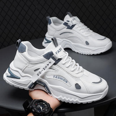 Ανδρικά αθλητικά sneakers από οικολογικό δέρμα με κορδόνια και επιγραφή δύο μοντέλα