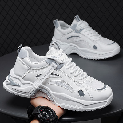 Ανδρικά αθλητικά sneakers από οικολογικό δέρμα με κορδόνια και επιγραφή δύο μοντέλα