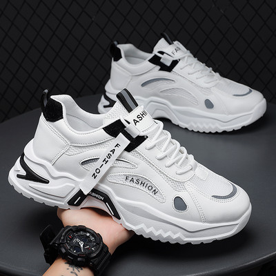 Ανδρικά αθλητικά sneakers από οικολογικό δέρμα με κορδόνια και επιγραφή δύο μοντέλα