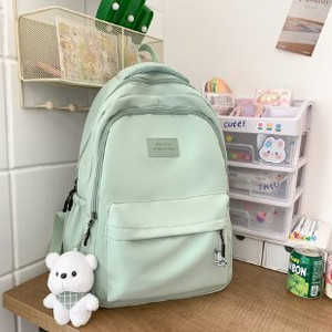 Casual υφασμάτινο σακίδιο πλάτης με μπρελόκ για γυναίκες