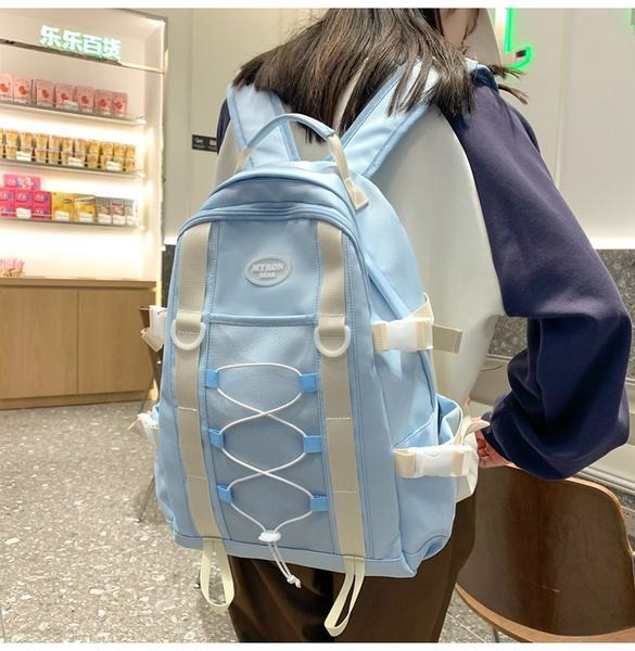 Νέο μοντέλο γυναικείο υφασμάτινο σακίδιο πλάτης με κορδόνια και επιγραφή