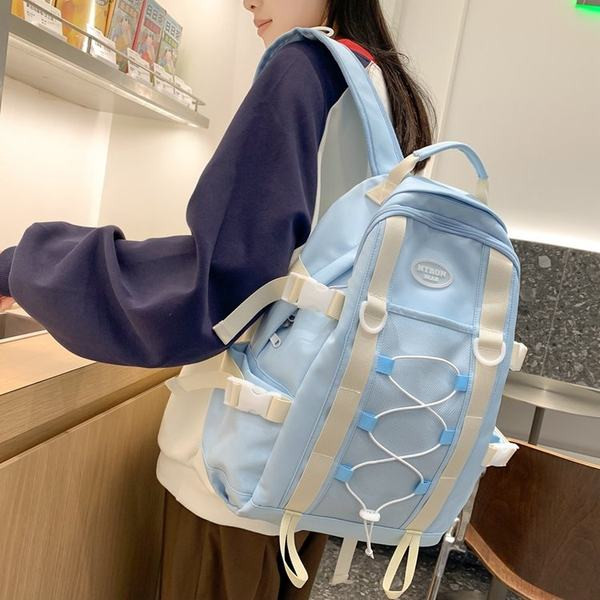 Νέο μοντέλο γυναικείο υφασμάτινο σακίδιο πλάτης με κορδόνια και επιγραφή