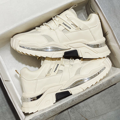 Vīriešu sporta kedas no eko ādas ar augstu zoli