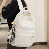 Γυναικείο σακίδιο πλάτης casual με τσέπη - ασπρόμαυρο χρώμα