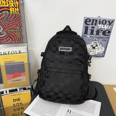 Γυναικείο σακίδιο πλάτης casual με τσέπη - ασπρόμαυρο χρώμα