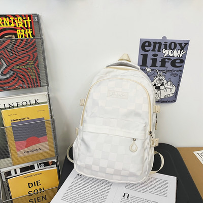 Γυναικείο σακίδιο πλάτης casual με τσέπη - ασπρόμαυρο χρώμα