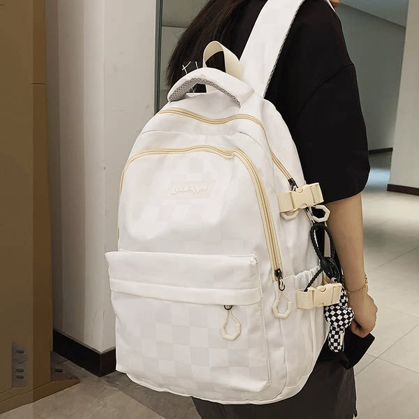 Γυναικείο σακίδιο πλάτης casual με τσέπη - ασπρόμαυρο χρώμα