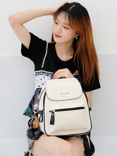 Μοντέρνο γυναικείο σακίδιο πλάτης με μπροστινή τσέπη - οικολογικό δέρμα