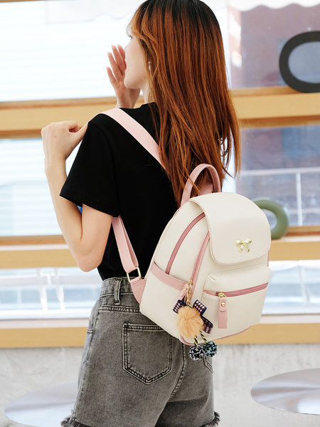 Μοντέρνο γυναικείο σακίδιο πλάτης με μπροστινή τσέπη - οικολογικό δέρμα