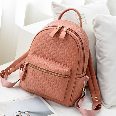 Moderna sieviešu eko ādas mugursoma ar priekšējo kabatu