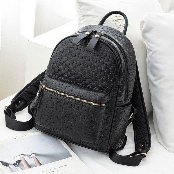 Moderna sieviešu eko ādas mugursoma ar priekšējo kabatu