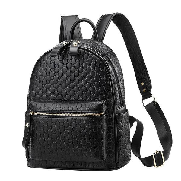 Moderna sieviešu eko ādas mugursoma ar priekšējo kabatu