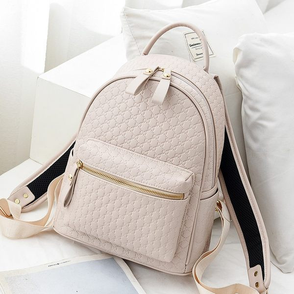 Moderna sieviešu eko ādas mugursoma ar priekšējo kabatu