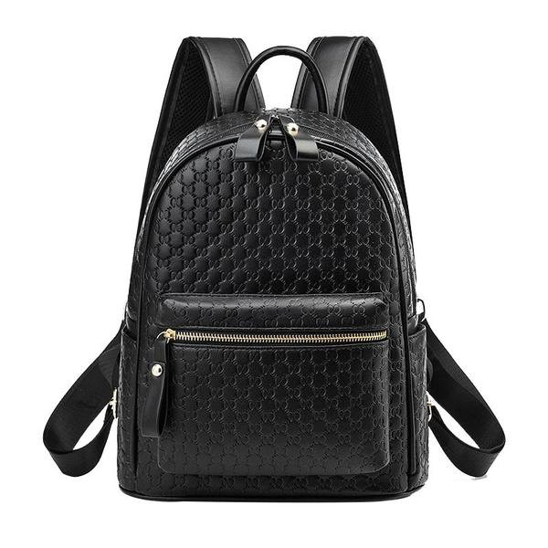 Moderna sieviešu eko ādas mugursoma ar priekšējo kabatu