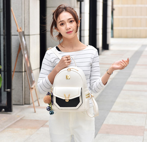 Új modell női öko bőr hátizsák kulcstartóval és első zsebbel