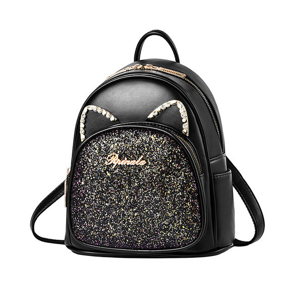 Női öko bőr hátizsák elülső zsebbel és cipzárral