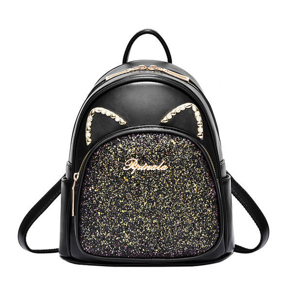 Női öko bőr hátizsák elülső zsebbel és cipzárral