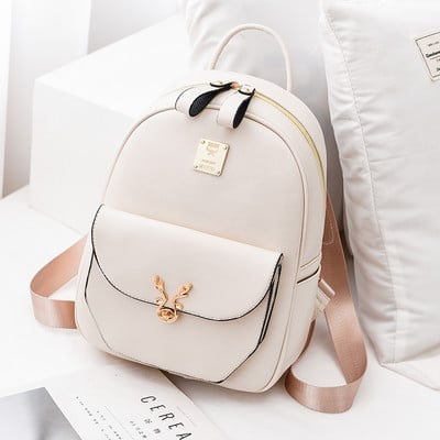 Νέο μοντέλο γυναικείο έκο δερμάτινο σακίδιο πλάτης με μεταλλικό έμβλημα