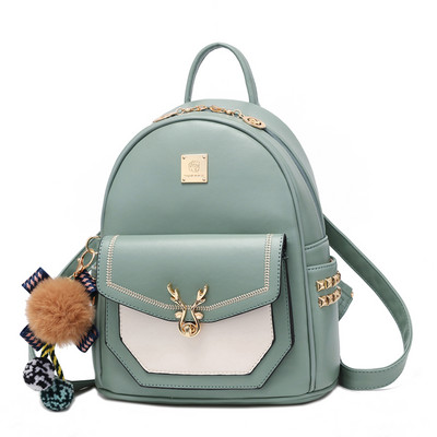 Νέο μοντέλο γυναικείο έκο δερμάτινο σακίδιο πλάτης με μεταλλικό έμβλημα