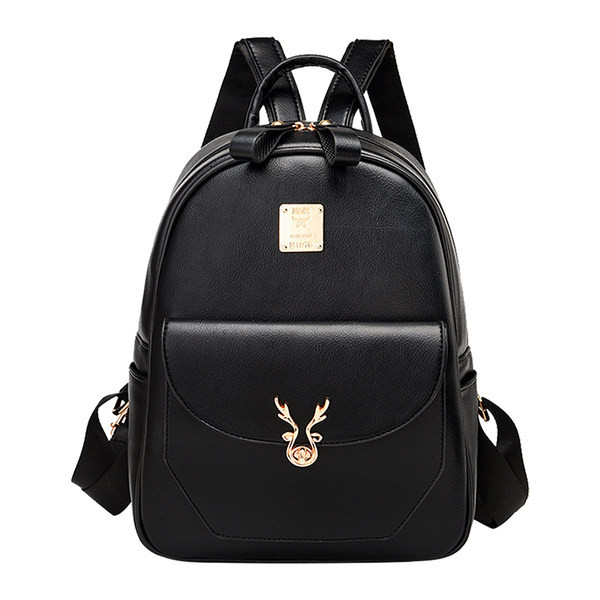 Νέο μοντέλο γυναικείο έκο δερμάτινο σακίδιο πλάτης με μεταλλικό έμβλημα