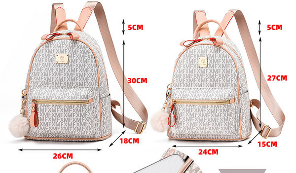 Γυναικείο σακίδιο πλάτης με στάμπα και φερμουάρ