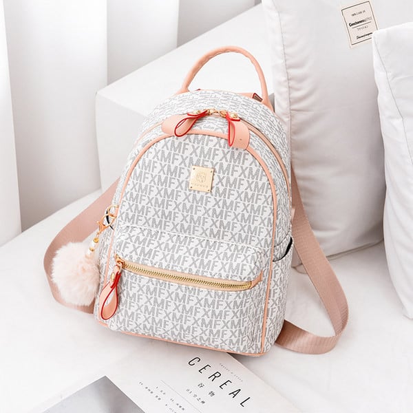 Γυναικείο σακίδιο πλάτης με στάμπα και φερμουάρ