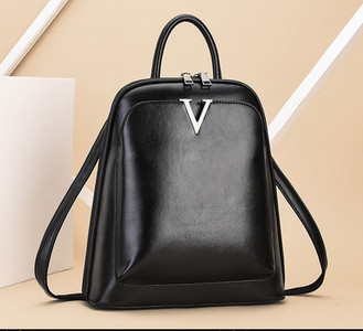 Sieviešu eko-ādas mugursoma ar rāvējslēdzēju ikdienas modelis