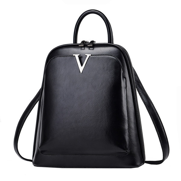 Sieviešu eko-ādas mugursoma ar rāvējslēdzēju ikdienas modelis