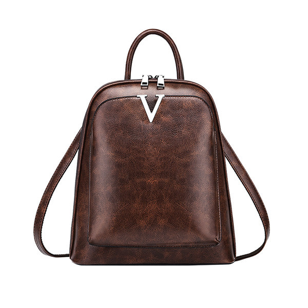 Sieviešu eko-ādas mugursoma ar rāvējslēdzēju ikdienas modelis