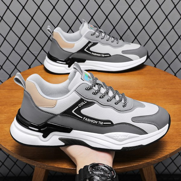 Ikdienas vīriešu kedas no eko ādas noapaļota raksta