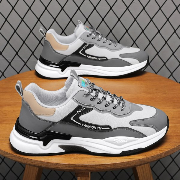 Ikdienas vīriešu kedas no eko ādas noapaļota raksta