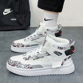 Vīriešu augstas augšdaļas ādas kedas ar plakanu zoli