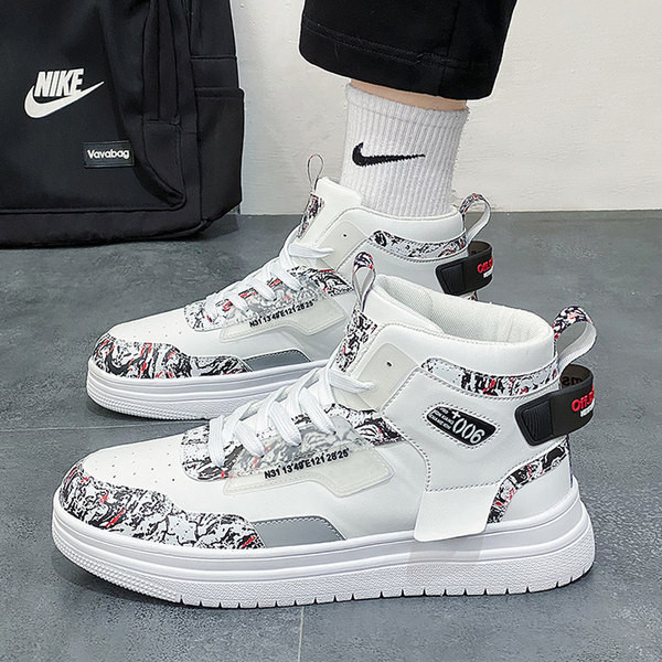 Vīriešu augstas augšdaļas ādas kedas ar plakanu zoli