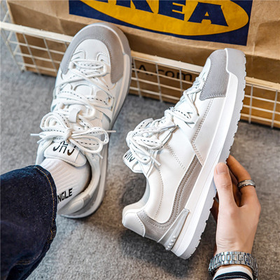 Vīriešu eko ādas kedas ar šņorēm un plakanu zoli noapaļotu modeli