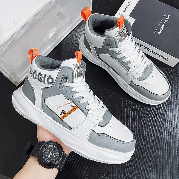 Magas felső férfi eco bőr fűzős tornacipő alkalmi modell