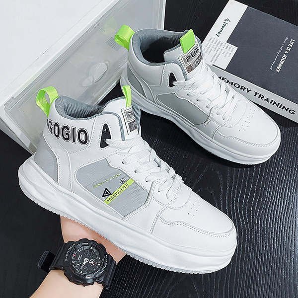 Magas felső férfi eco bőr fűzős tornacipő alkalmi modell