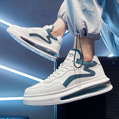 Ανδρικά δερμάτινα sneakers με κορδόνια αεροθάλαμου και γράμματα