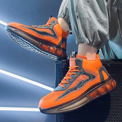 Ανδρικά δερμάτινα sneakers με κορδόνια αεροθάλαμου και γράμματα